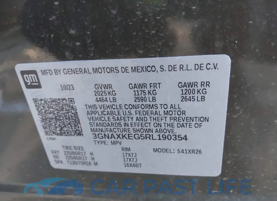 3GNAXKEG5RL190354# 9