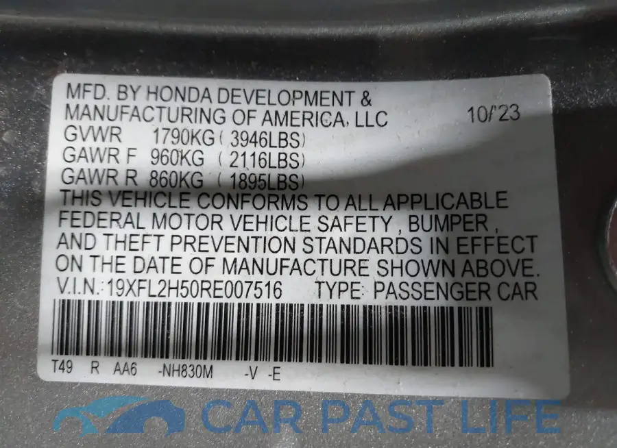 19XFL2H50RE007516# 9
