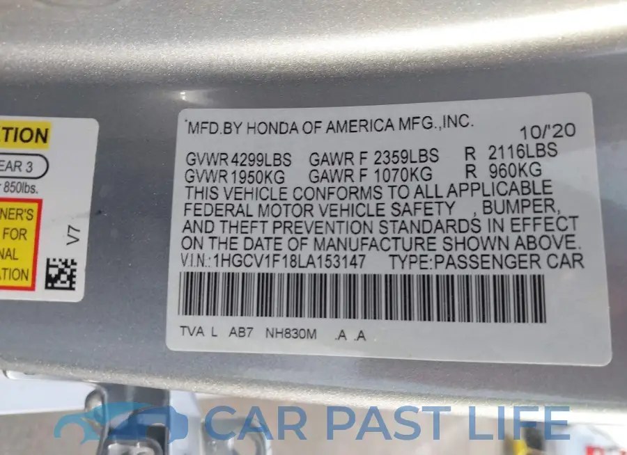 1HGCV1F18LA153147# 9