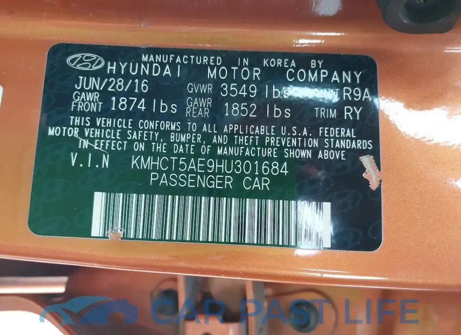 KMHCT5AE9HU301684# 9