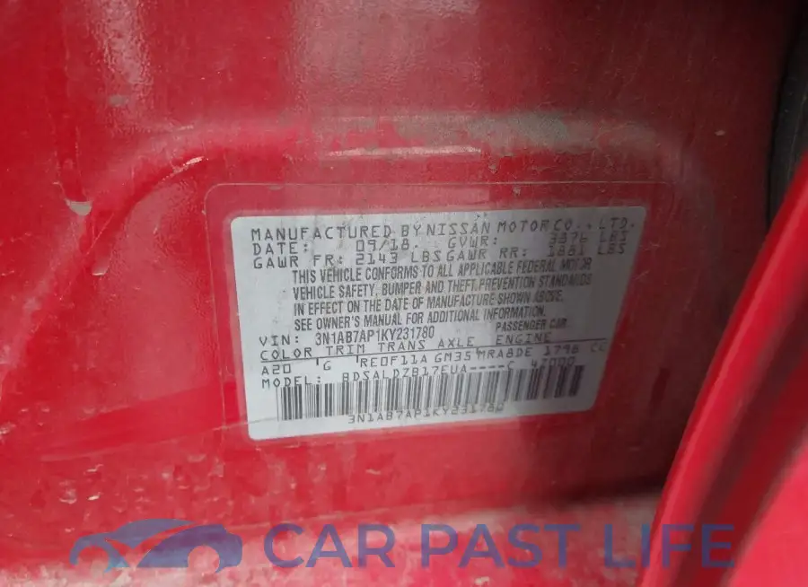 3N1AB7AP1KY231780# 9