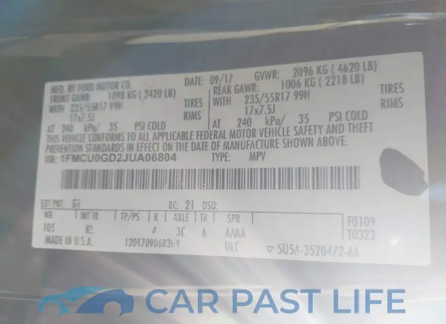 1FMCU0GD2JUA06804# 9