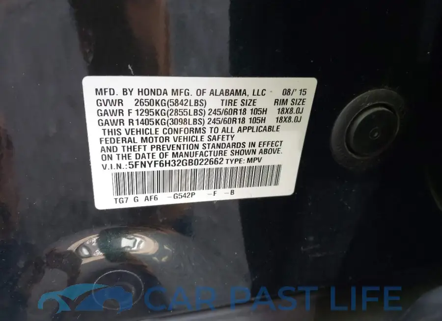 5FNYF6H32GB022662# 9