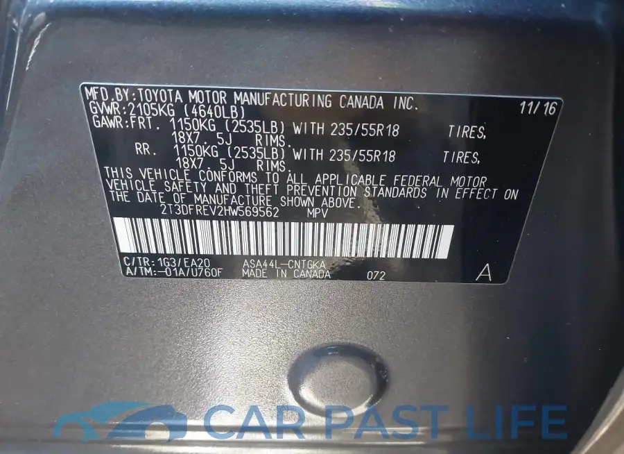 2T3DFREV2HW569562# 9