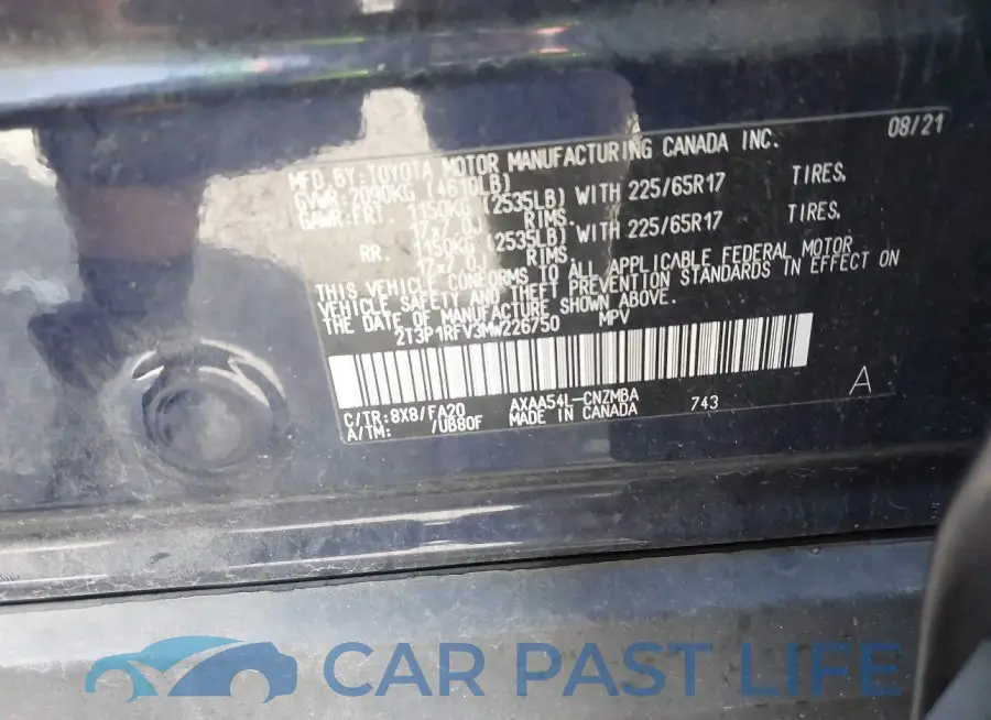 2T3P1RFV3MW226750# 9