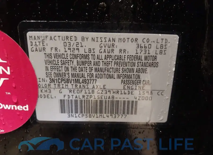 3N1CP5BV1ML493777# 9