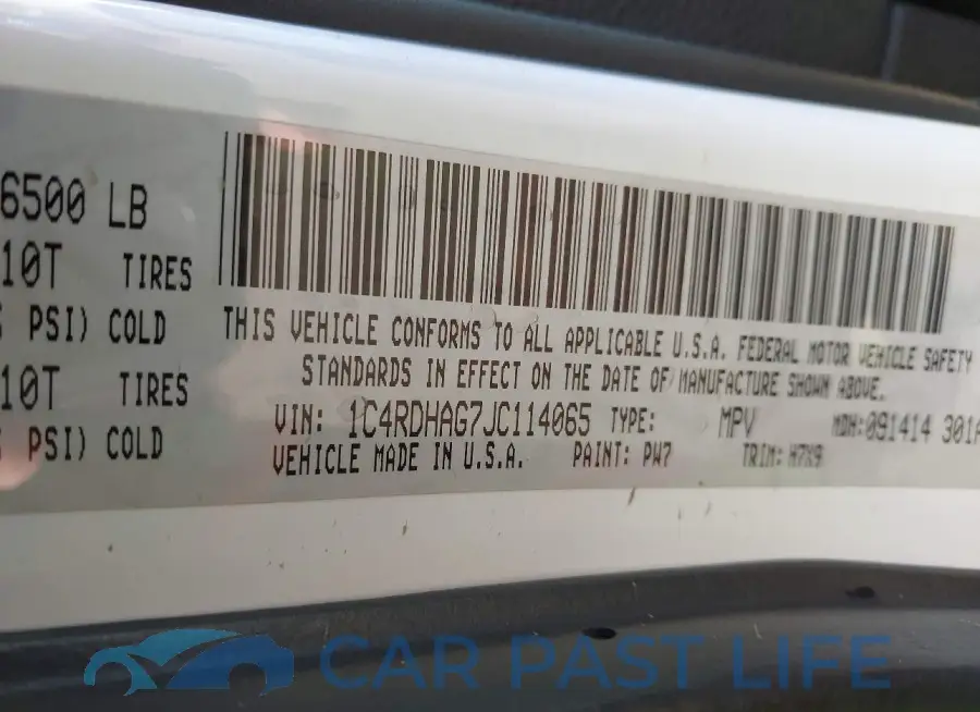 1C4RDHAG7JC114065# 9