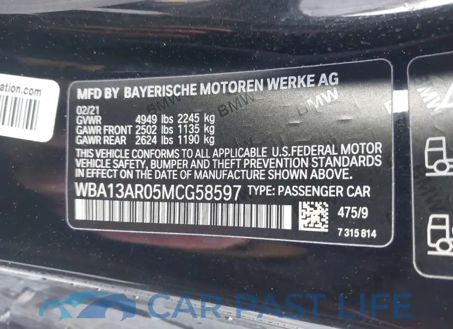 WBA13AR05MCG58597# 9