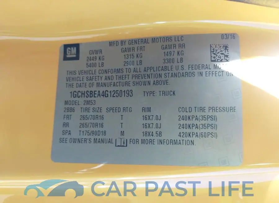 1GCHSBEA4G1250193# 9
