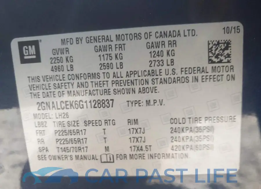 2GNALCEK6G1128837# 9