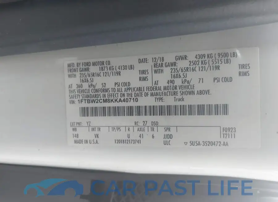 1FTBW2CM8KKA40710# 9
