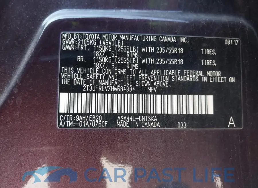 2T3JFREV7HW684984# 9