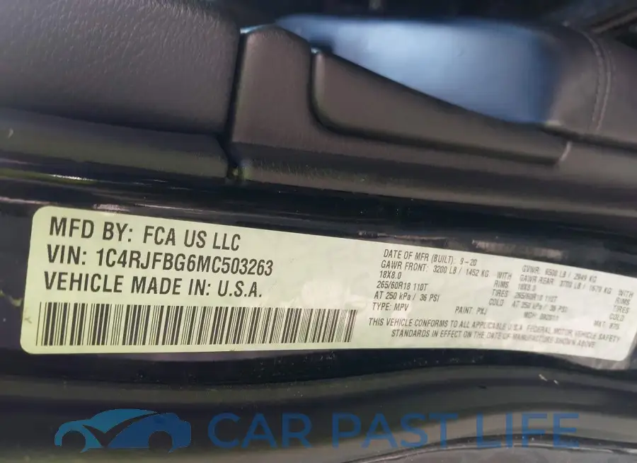 1C4RJFBG6MC503263# 9