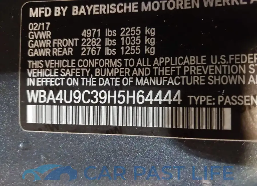 WBA4U9C39H5H64444# 9