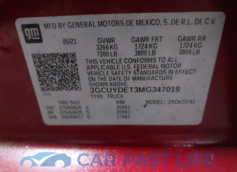 3GCUYDET3MG347019# 9