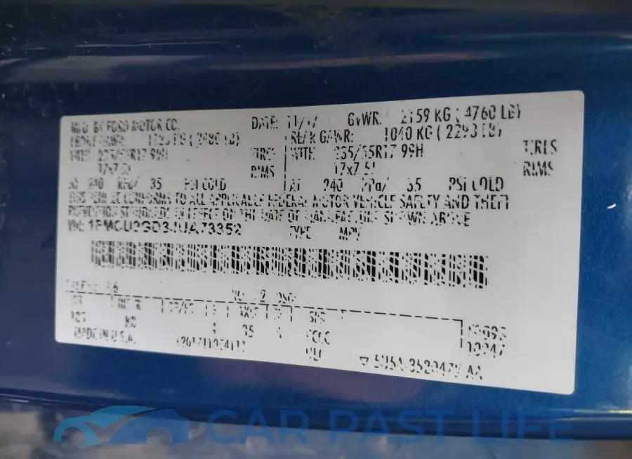 1FMCU9GD3JUA73352# 9
