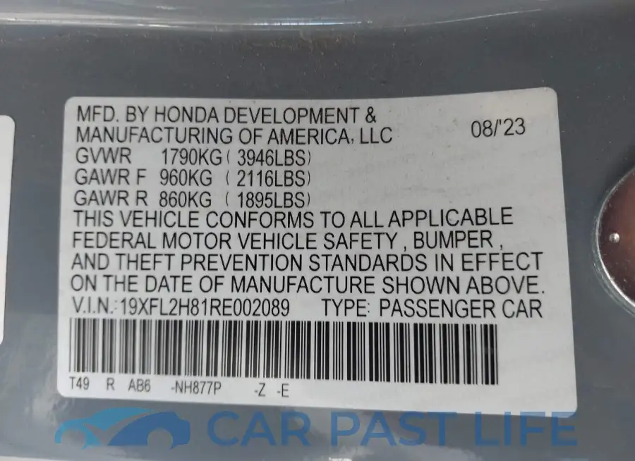 19XFL2H81RE002089# 9
