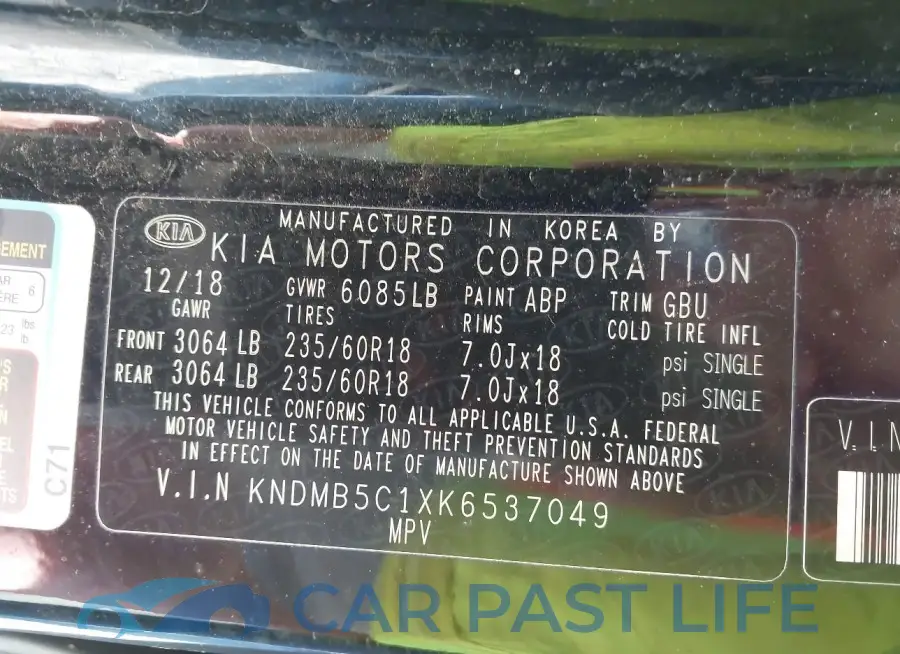 KNDMB5C1XK6537049# 9