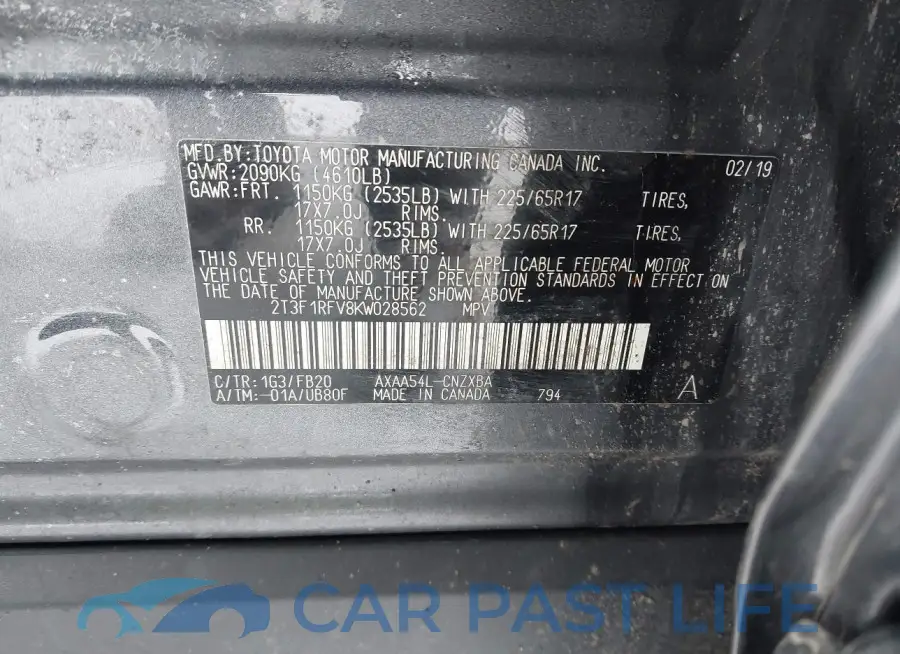 2T3F1RFV8KW028562# 9