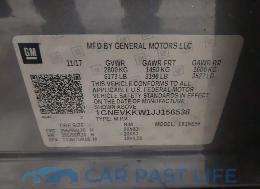 1GNEVKKW1JJ156538# 9