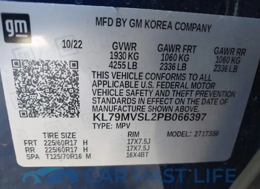 KL79MVSL2PB066397# 9