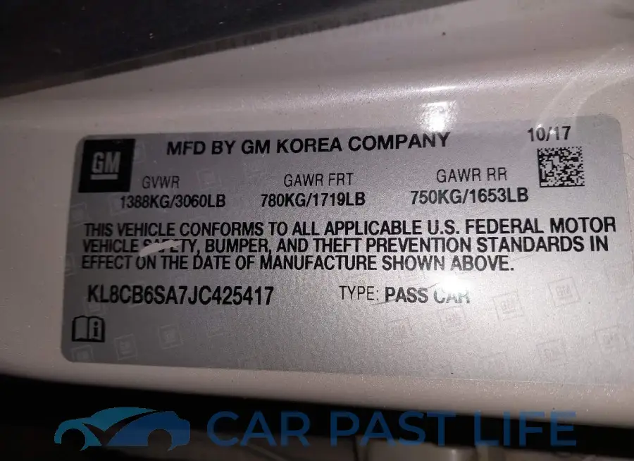 KL8CB6SA7JC425417# 9