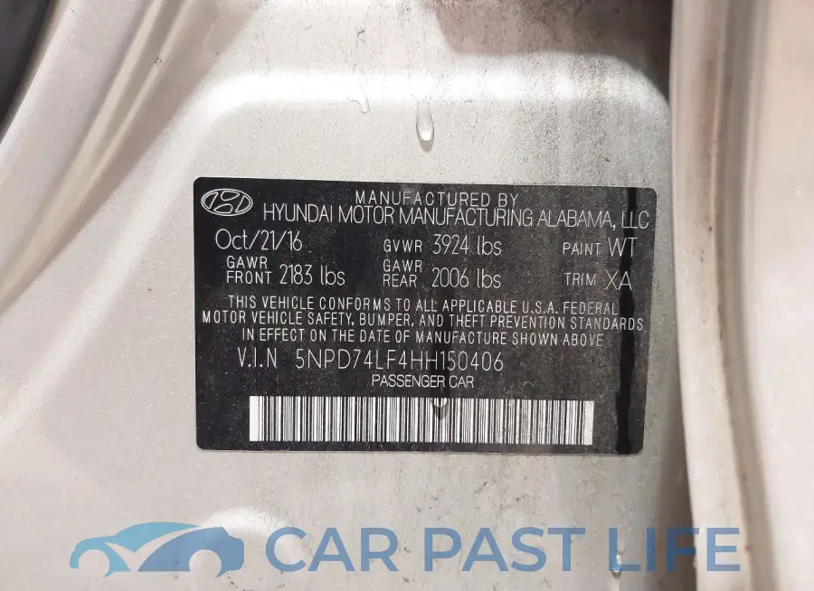 5NPD74LF4HH150406# 9