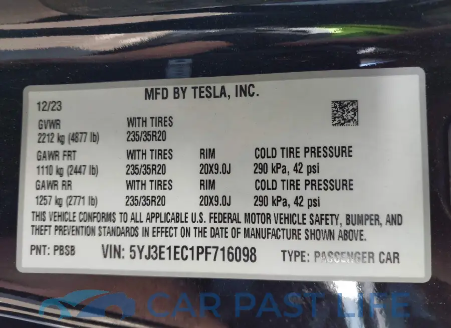 5YJ3E1EC1PF716098# 9