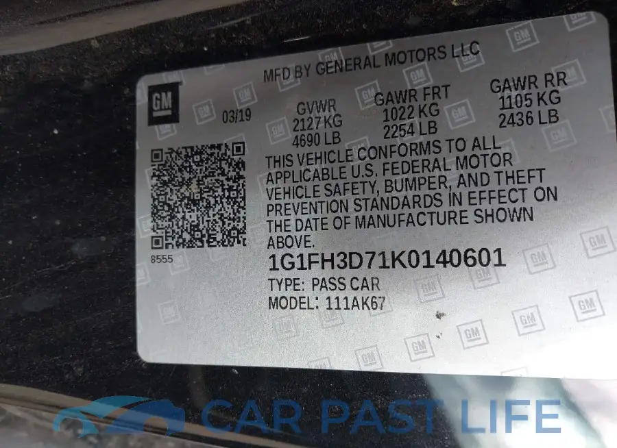 1G1FH3D71K0140601# 9
