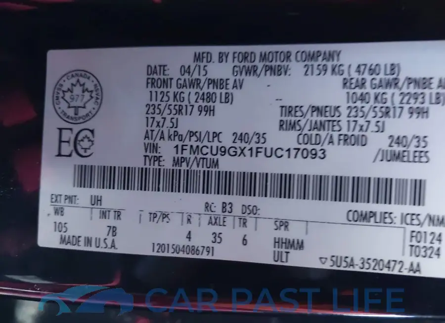 1FMCU9GX1FUC17093# 9
