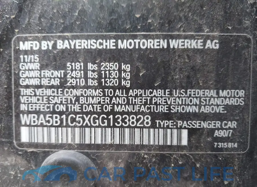 WBA5B1C5XGG133828# 9