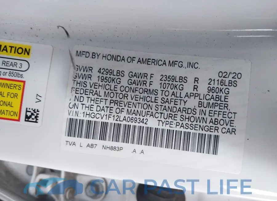 1HGCV1F12LA069342# 9