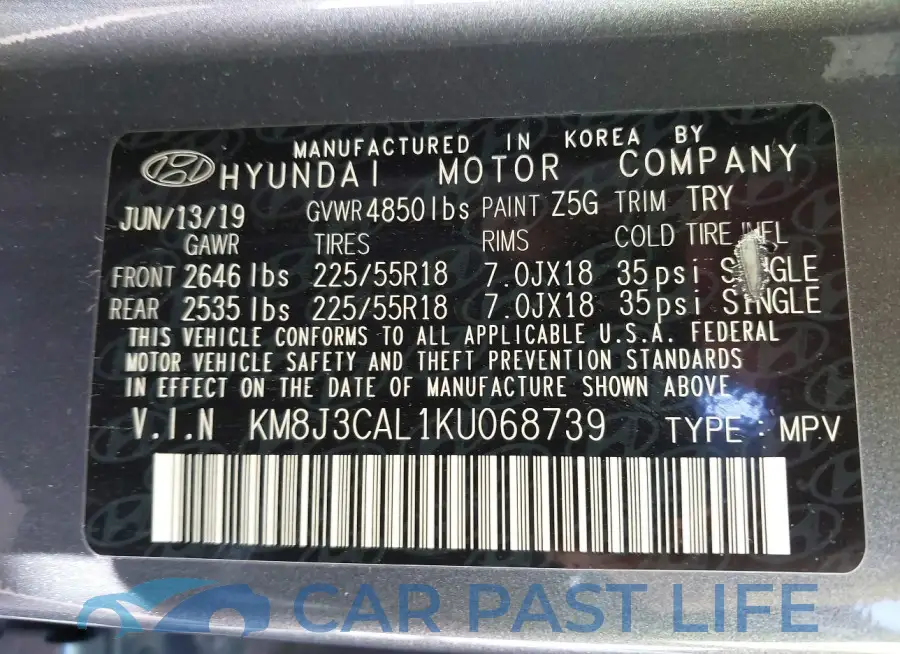 KM8J3CAL1KU068739# 9