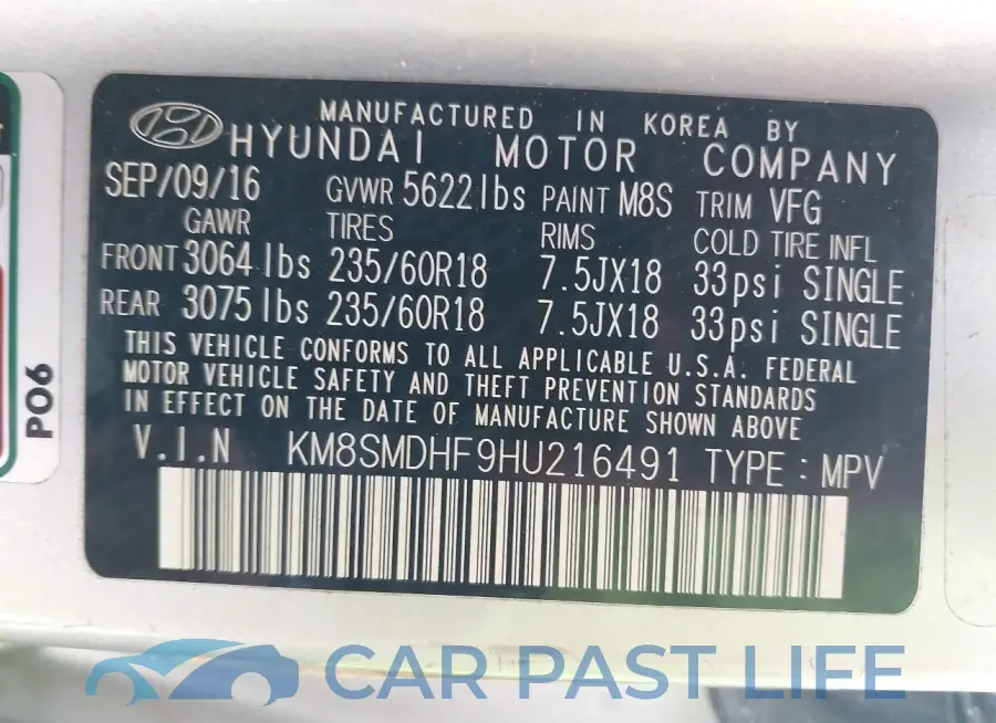 KM8SMDHF9HU216491# 9