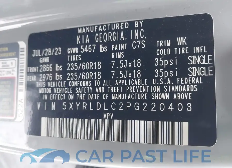 5XYRLDLC2PG220403# 9