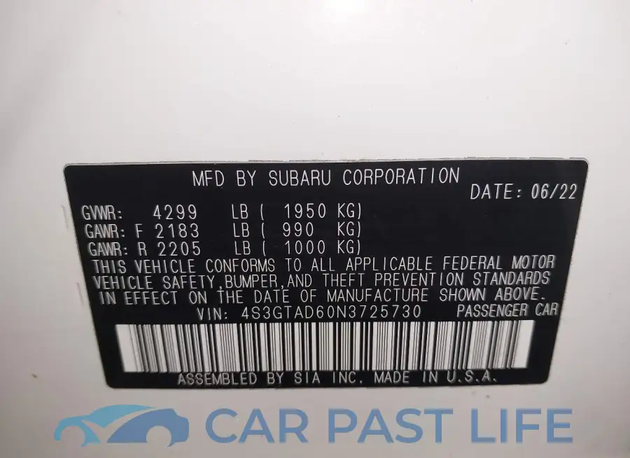 4S3GTAD60N3725730# 9