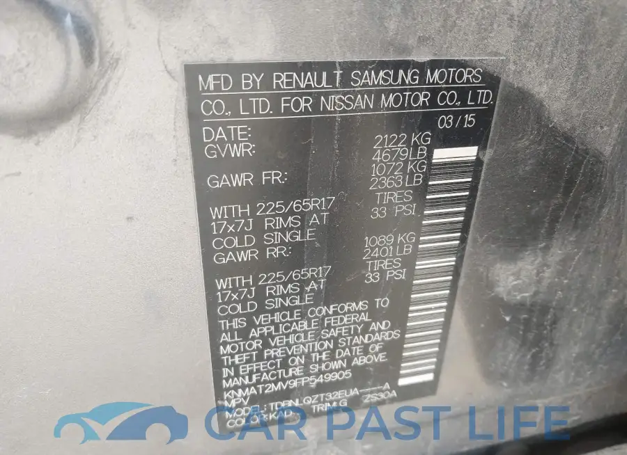 KNMAT2MV9FP549905# 9