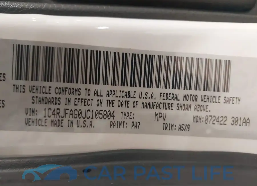 1C4RJFAG0JC105804# 9