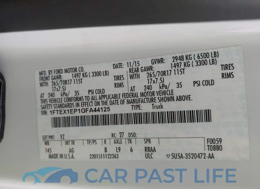 1FTEX1EP1GFA44125# 9
