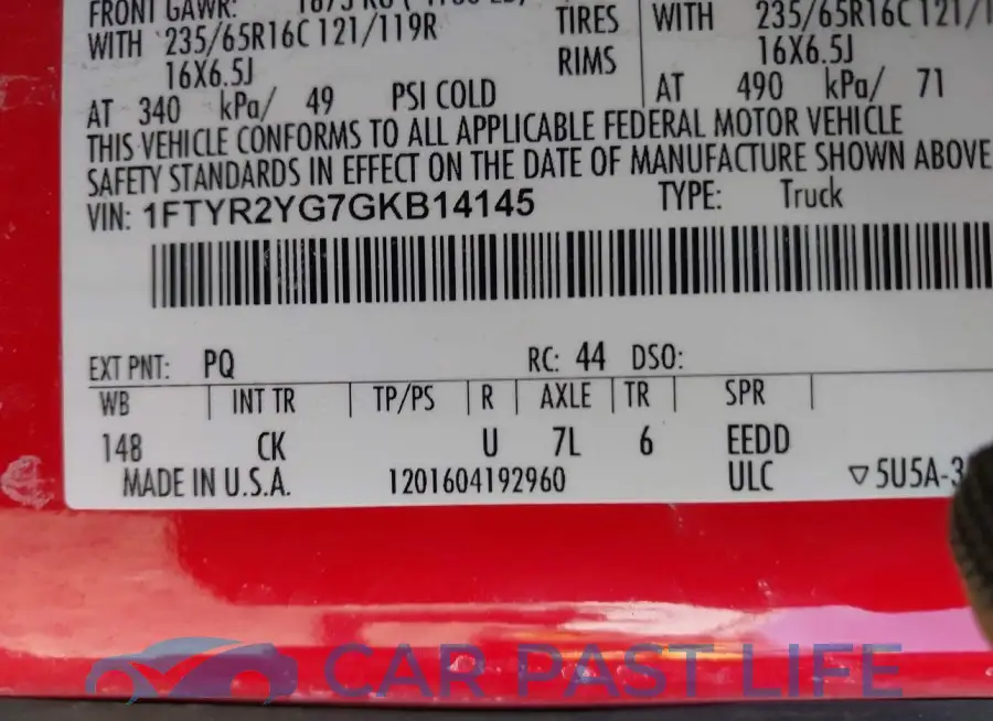1FTYR2YG7GKB14145# 9