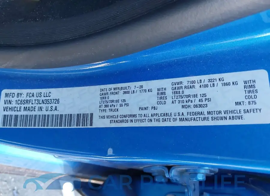 1C6SRFLT3LN353726# 9