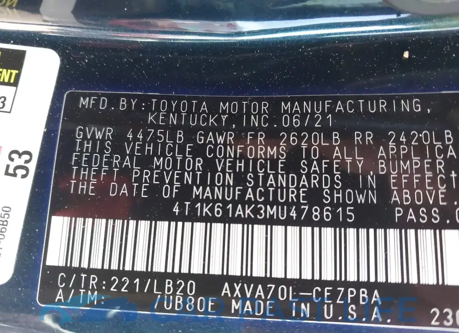 4T1K61AK3MU478615# 9