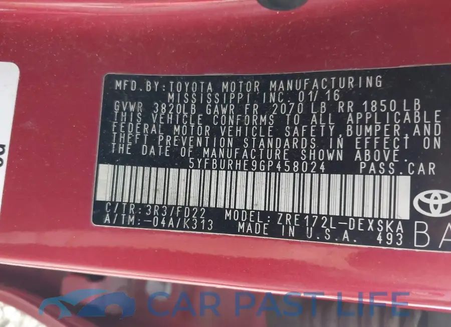 5YFBURHE9GP458024# 9