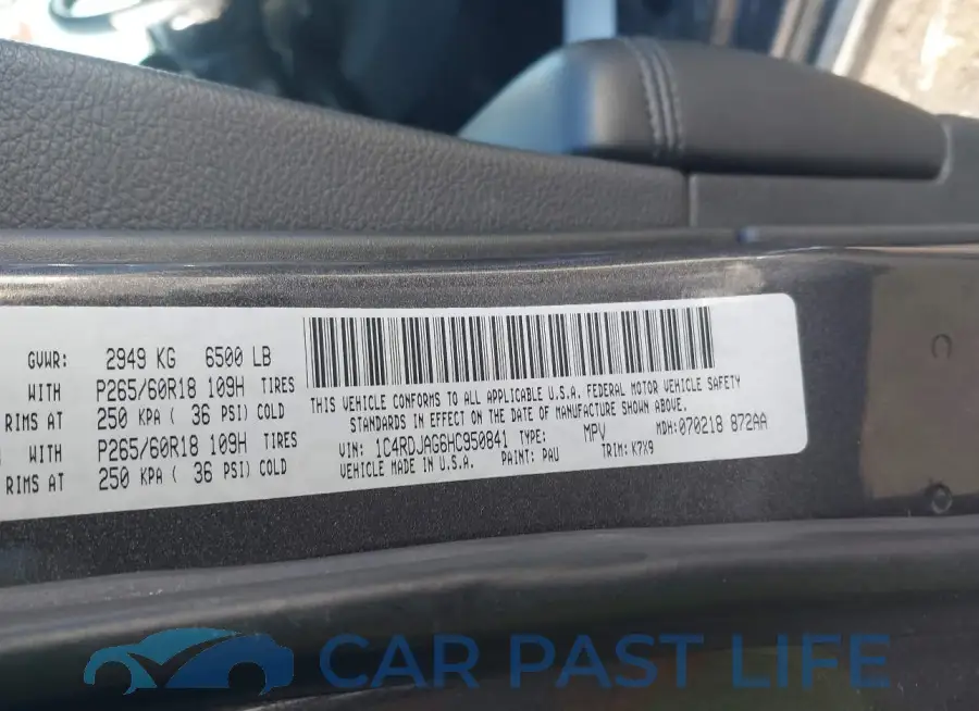 1C4RDJAG6HC950841# 9