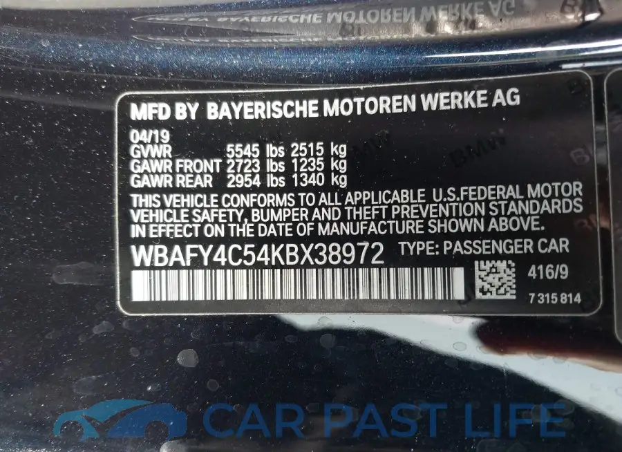WBAFY4C54KBX38972# 9
