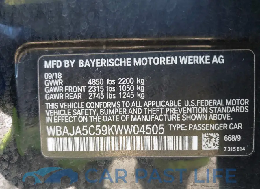 WBAJA5C59KWW04505# 9