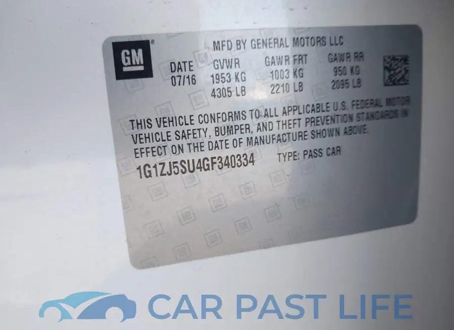 1G1ZJ5SU4GF340334# 9