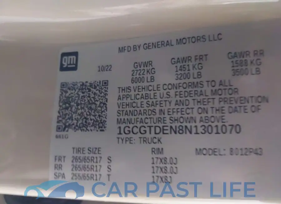 1GCGTDEN8N1301070# 9