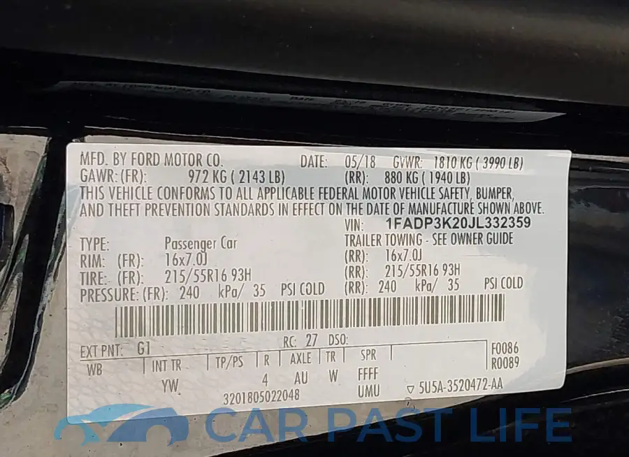 1FADP3K20JL332359# 9