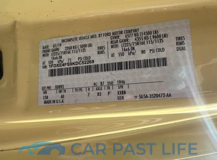 1FDXE4FS9KDC52269# 8